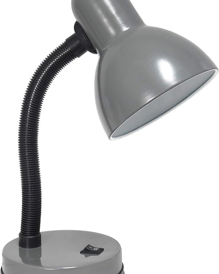 Simple Designs LD1003-GRY-12PK Basic Metal Desk Lamp 12 Pack Set with Flexible Hose Neck for Office, Bedroom, College Dorm, Bookshelf, Gray, 12 Pack - LeafyLoom