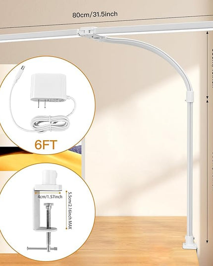 Double Head LED Desk Lamp with Anti-Glare Cover Computer Desk Lamp for Home Office 24W Brightest Desk Light Office Lamp for Workbench Drafting Architect Reading with Remote Control - LeafyLoom