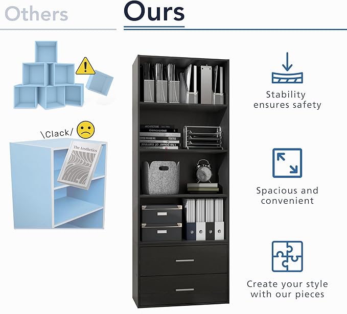 Apexa 2-Tier Cube Storage Organizer Shelves, Stackable Wood Bookcase Fits Cubby Bins for Organization, Dorm Teen Room Decor & Home Office, Steel Blue - LeafyLoom