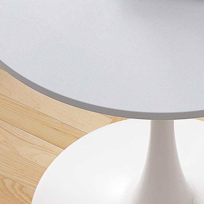 NicBex 32Inch Round Dining Table,Minimalist Kitchen Table with MDF Tabletop and Metal Base for 2 to 4,Leisure Coffee Table for Kitchen,Small Space,Apartment,Living Room,Space-Saving,Antique White - LeafyLoom