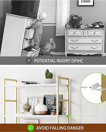 Shintenchi 5 Tiers Bookshelf, Classically Tall Bookcase Shelf,Industrial Book Rack,Modern Book Holder in Bedroom/Living Room/Home/Office, Storage Rack Shelves for Books/Movies,Gold - LeafyLoom