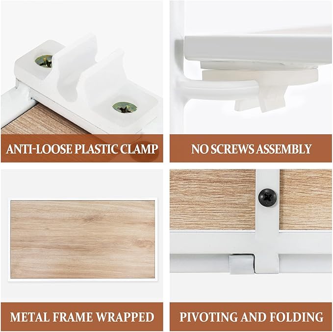 No Assembly Folding Bookshelf for Living Room, 2 Tier White Collapsible Book Shelf for Home Office, Portable Bookcase Storage Organizer - LeafyLoom