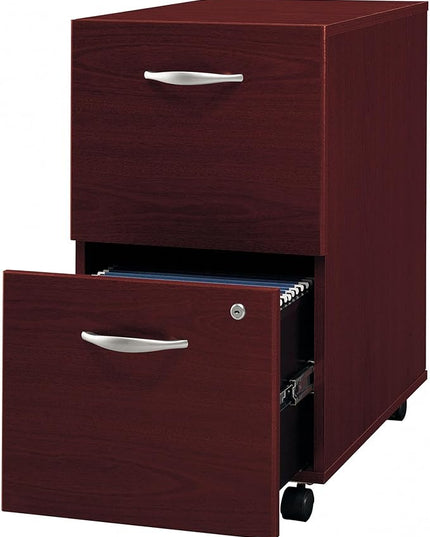 Bush Business Furniture Series C 2 Drawer Rolling File Cabinet in Mahogany - Assembled, Mobile Document Storage for Home or Professional Office - LeafyLoom