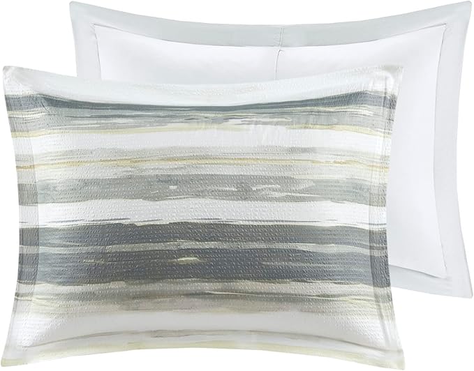 Madison Park Marina Comforter Quilt Combo Set - Modern Luxury Design, All Season Down Alternative Bedding, Matching Shams, Decorative Pillows, King/Cal King(104"x92"), Yellow 8 Piece - LeafyLoom