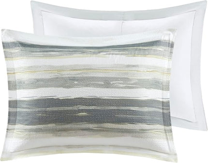 Madison Park Marina Comforter Quilt Combo Set - Modern Luxury Design, All Season Down Alternative Bedding, Matching Shams, Decorative Pillows, Full/Queen(90"x90"), Yellow 8 Piece - LeafyLoom