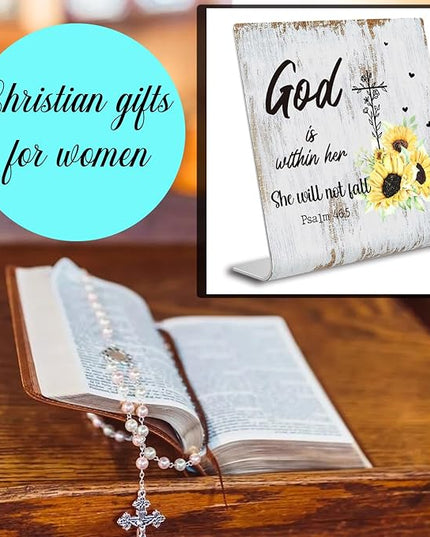Religious gifts for Women Friends Prayer Room Decor for Office Desk Scripture Inspirational Home Decor Gifts for Her, Mom,Sister, Friends, Coworker Birthday Gifts for Women Catholic XUV02 - LeafyLoom