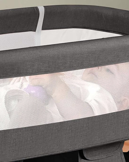 Bedside Crib,3 in 1 Baby Crib Adjustable Portable Bed for Infant,Baby Bassinet with Mosquito net Baby Newborn Must Have Bed,Grey - LeafyLoom