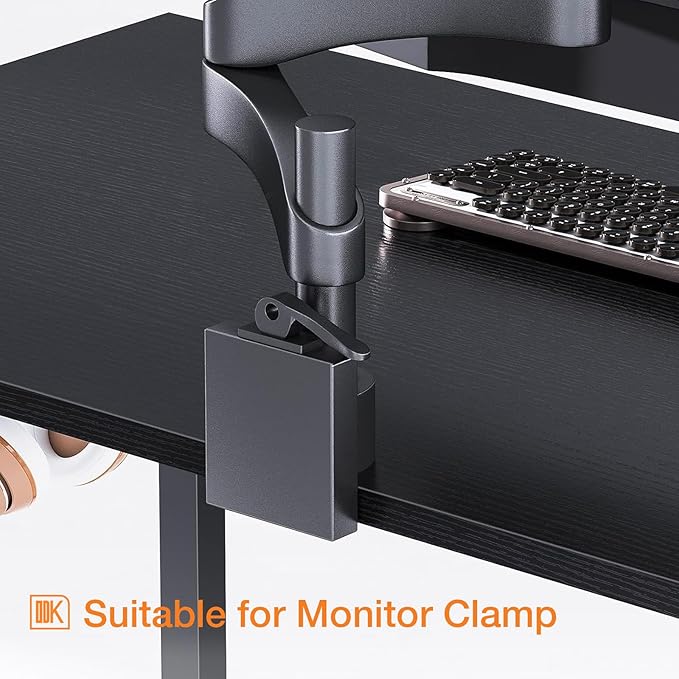 ODK Computer Desk Large Office Desk, 48 Inch Writing Desk with Storage, Modern PC Desk Work Table with Headphone Hook for Home Office, Black - LeafyLoom