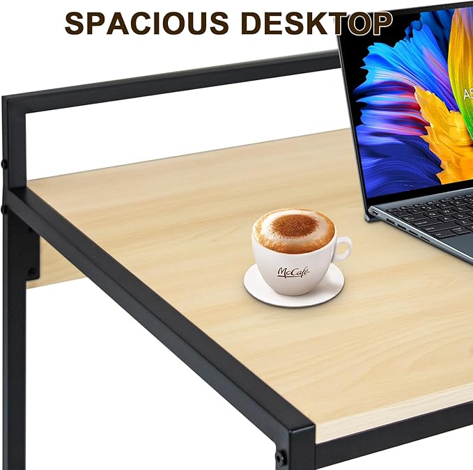 42 inches Computer Desk, Home Office Desks, Small Desk for Bedroom, Modern Simple Style Laptop Table, Study Student Writing Desk, Nature - LeafyLoom