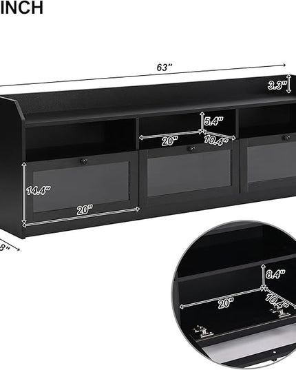 Merax Sleek & Modern Design TV Stand with Acrylic Board Door and Black Handles, Chic Elegant Media Console for Television Up to 65", Ample Storage Space Cabinet, 63.0 inch Length - LeafyLoom