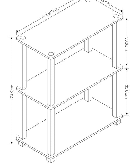 Furinno Turn-S-Tube 3-Tier Compact Multipurpose Shelf Display Rack with Square Tube, Light Cherry/Black - LeafyLoom