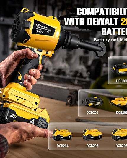 LIVOWALNY Cordless Dust Blower for Dewalt 20V Battery, Leaf Blower Brushless Handheld Blower Sawdust Blower 447 MPH/39 CFM for Garages, Sawmill Room, Workshop Cleaning, Home Improvement (No Battery) - LeafyLoom