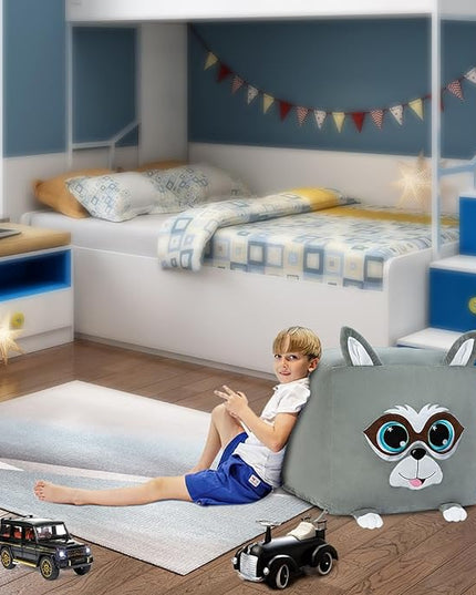Cute Raccoon Toy Organizers and Storage for Kids Room Decor, Childrens Bean Bag Chairs, Extra Large Size, Velvet Super Soft Cover Only - LeafyLoom