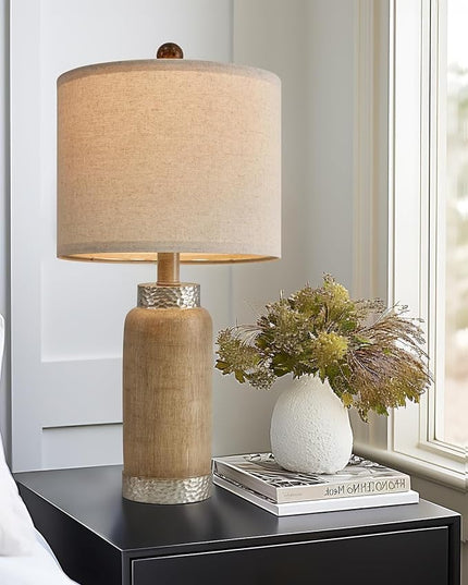 Table Lamp for Bedroom Living Room 20.25" Farmhouse Rustic Vintage Small Lamps Bedside Nightstand Light Home Office Desk Retro Mysterious East Style Deco (Antique Brown) - LeafyLoom