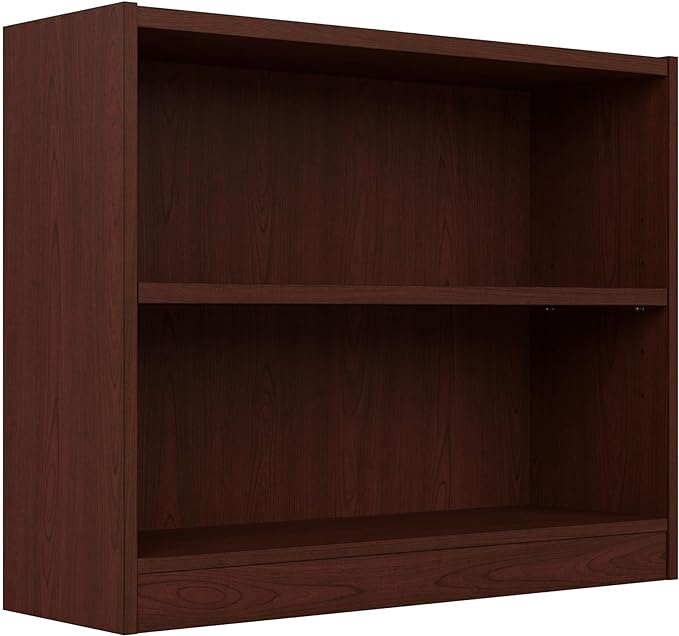 Bush Furniture Universal Small 2 Shelf Bookcase in Vogue Cherry, Low Bookshelf for Home Office or Living Room - LeafyLoom