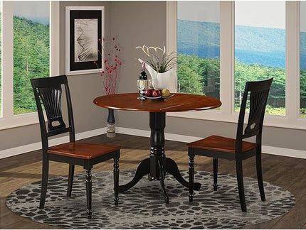 East West Furniture DLPL3-BCH-W Dublin 3 Piece Modern Set Contains a Round Wooden Table with Dropleaf and 2 Dining Room Chairs, 42x42 Inch - LeafyLoom