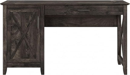 Bush Furniture Key West 54-Inch Computer Desk with Keyboard Tray and Storage, Dark Gray Hickory (KWD154GH-03) - LeafyLoom