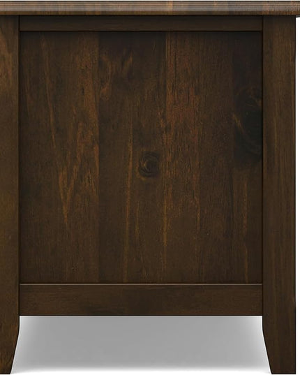 SIMPLIHOME Burlington SOLID WOOD Wide Transitional Media Stand for TVs up to 80 inches for The Living Room and Entertainment Center, 72 inch, Mahogany Brown - LeafyLoom