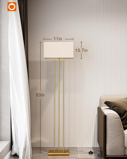 addlon Floor Lamps for Living Room with Remote, Modern Standing lamp with Linen Shade, Decorative Simple Design Floor Lamps for Bedroom and Office - Gold - LeafyLoom