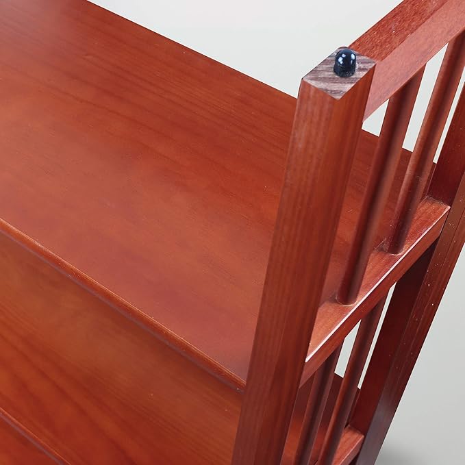 Casual Home 3-Shelf 27.5" Wide Folding Stackable Bookcase, Mahogany (New) - LeafyLoom