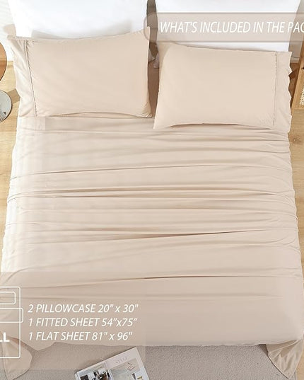 Full Sheet Set - 4 Piece Soft Breathable Bed Sheets for Full Size Bed, Extra Deep Pocket Lxuury Brushed Sheets, Cooling Hotel Bedding Sheets and Pillowcases, Wrinkle Free Oeko-Tex Sheets - LeafyLoom