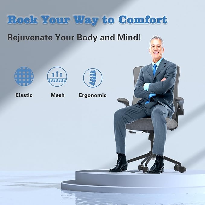 Office Chair, High Back Desk Chair with Adjustable Lumbar Support, Ergonomic Mesh Computer Chair with Premium Cold-Cured Cushion, Height Liftable Swivel Chair for Home Office - LeafyLoom