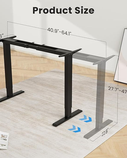 Dual Motor Standing Desk Frame- Heavy Duty Electric Desk Legs, Adjustable Desk Base, Sit Stand Up Desk Frame with Memory Controller for 43''-70'' Desktop, Home & Office DIY Workstation - LeafyLoom