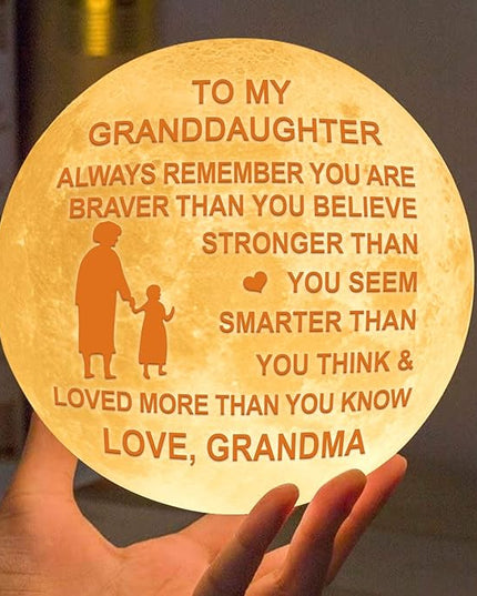 Personalized 3D Moon Lamp for Granddaughter,Personalized 5.9 Inch 3D Printing Moon Light Gift for Granddaughter Birthday Valentine's Christmas Gift (for Granddaughter from Grandma) - LeafyLoom