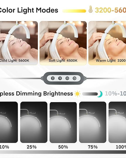 MYSWEETY Eyelash LED Floor Lamp, 29'' Foldable Half Moon Light for Lash Extension,Lash Lamp, Esthetician Light with Phone Holder & Stand Tray, Lash Light for Eyelash Tech, Tattoo, Salon, Nails - LeafyLoom
