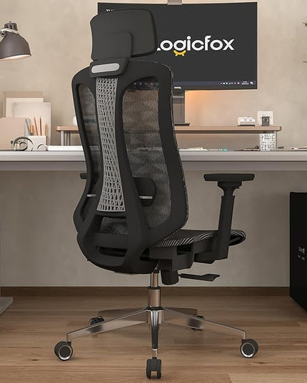 Ergonomic mesh Office Chair, Computer Desk Chair with 3D Armrests, Adjustable Lumbar Cushion & 2D Headrest, Black High Back office chair with Tilt Function, Mesh Backrest & Seat - LeafyLoom
