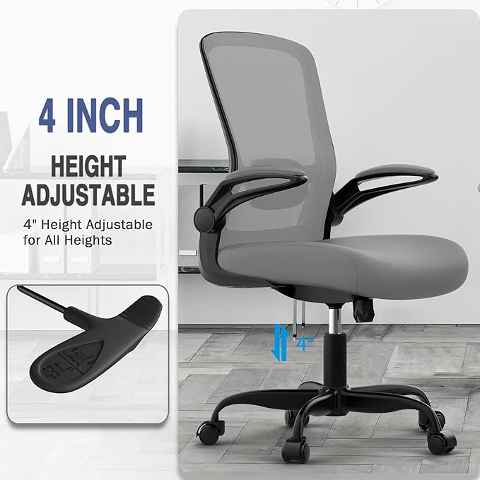 Office Chair, Ergonomic Desk Chair with Adjustable Lumbar Support, High Back Mesh Computer Chair with Flip-up Armrests-BIFMA Passed Task Chairs, Executive Chair for Home Office - LeafyLoom