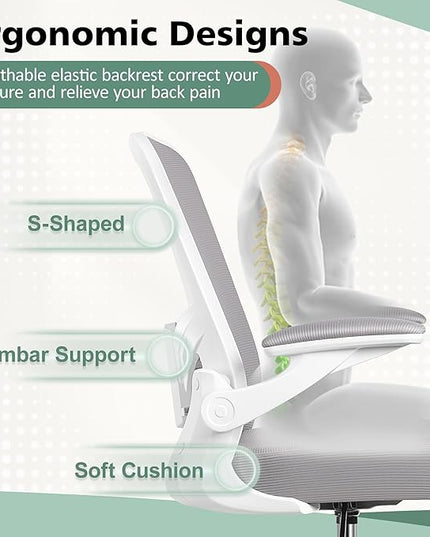 MINLOVE Drafting Office Chair, Ergonomic Tall Office Chair with Flip-up Armrests Executive Ergonomic Computer Standing Desk Chair with Lumbar Support and Adjustable Footrest(Gray) - LeafyLoom