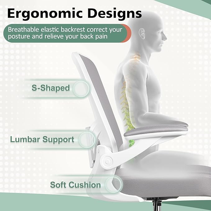MINLOVE Drafting Office Chair, Ergonomic Tall Office Chair with Flip-up Armrests Executive Ergonomic Computer Standing Desk Chair with Lumbar Support and Adjustable Footrest(Gray) - LeafyLoom