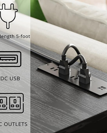 IRONCK TV Stand LED Lights, Entertainment Center with Power Outlet for 55 Inch TV, Industrial TV Console with Media Storage Shelf and 2 Large Drawers,for Bedroom/Living Room, Black - LeafyLoom