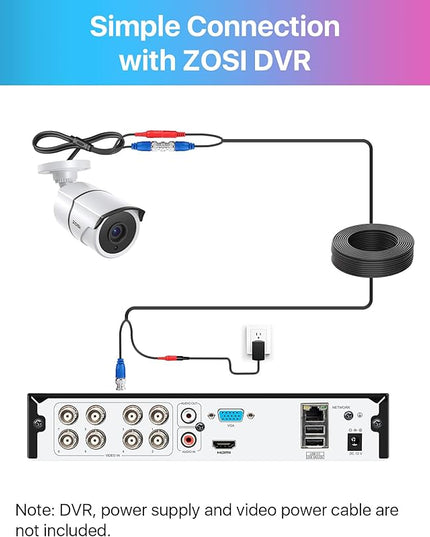 ZOSI 2 Pack 1080P Home Security Cameras with Audio Recording,Built-in Microphone,1920TVL 2.0MP HD-TVI Surveillance Cameras with 120ft IR Night Vision,Waterproof Surveillance Bullet Camera System ZOSI