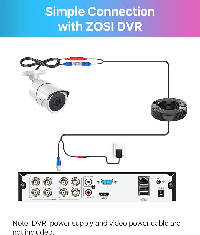 ZOSI 2 Pack 1080P Home Security Cameras with Audio Recording,Built-in Microphone,1920TVL 2.0MP HD-TVI Surveillance Cameras with 120ft IR Night Vision,Waterproof Surveillance Bullet Camera System ZOSI