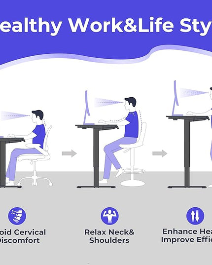 JOISCOPE Height Adjustable Electric Standing Desk with Power Outlets, 55 x 24 Inch Sit Stand Desk for Small Space Home Office, Vintage Oak - LeafyLoom