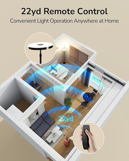 ULG Floor Lamp,32W/2500LM LED Modern Torchiere, RGB Super Bright-Tall Standing, 67-75” Adjustable Tall Lamp, Pole Light with Remote & Touch Control for Living Room,Bed Room,Office - LeafyLoom