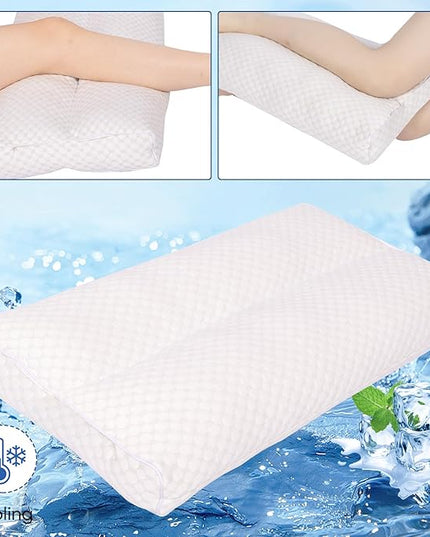 Cooling Knee Pillow for Side Sleeper, 5" Leg Pillow for Side Sleeping, 100% Cooling Fabric Pillow for Between Knees While Sleeping - High Support Alternative for Relieving Leg, Back, and Knee Pain - LeafyLoom