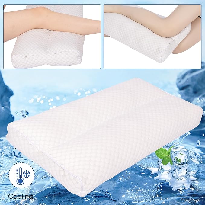 Cooling Knee Pillow for Side Sleeper, 6"Leg Pillow for Side Sleeping, 100% Cooling Fabric Pillow for Between Knees While Sleeping - High Support Alternative for Relieving Leg, Back, and Knee Pain - LeafyLoom