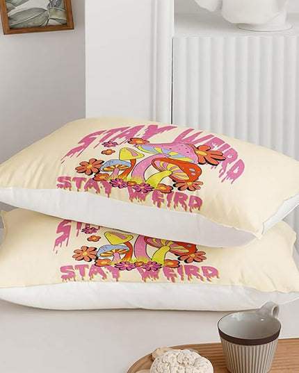 Axolotl Cartoon Mushroom Comforter Set Twin,Colorful Mushrooms Bedding Girls Bedding Set,Floral Comforter Set Red Pink Flower,Cute Mushroom Bedding Set for Kids Boys Girls Teens,1 Quilt 2 Pillowcases - LeafyLoom