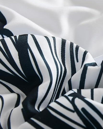 WRENSONGE King Size Comforter Set, 7 Pieces Black and White Floral Comforter Set with Sheets for King Size Bed, Flower Pattern King Bedding Set, Soft Breathable Bed in a Bag King for All Seasons - LeafyLoom