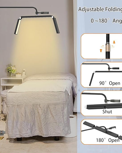 MYSWEETY Lash Light for Eyelash Extensions, 36'' Foldable Half Moon Light Lamp, LED Eyelash Floor Lamp, Estheticians Light with Phone Holder, Lash Light for Eyelash Tech, Tattoo, Makeup, Nails - LeafyLoom
