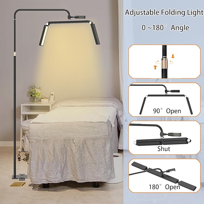 MYSWEETY Lash Light for Eyelash Extensions, 36'' Foldable Half Moon Light Lamp, LED Eyelash Floor Lamp, Estheticians Light with Phone Holder, Lash Light for Eyelash Tech, Tattoo, Makeup, Nails - LeafyLoom