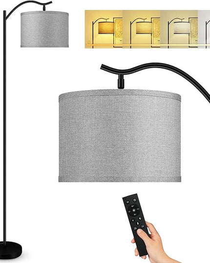 BoostArea Floor Lamp for Living Room,Arc Floor Lamp with Remote Control,Stepless Dimmable Brightness & Colors Temperature 2700k-6500k,Modern Standing Lamp for Bedroom Study Room Office,Grey - LeafyLoom