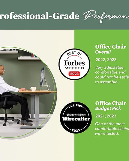 HON Ignition 2.0 Ergonomic Office Chair - Adjustable Tilt, Swivel Wheels, Comfortable for Long Hours - Home Office Desk Chair - LeafyLoom