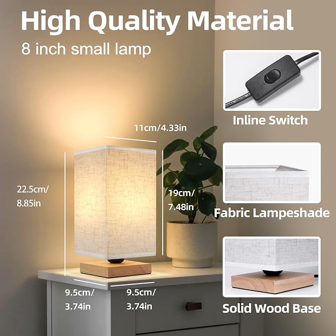 Table Lamp for Bedroom - Small Beside Touch Lamps for Night Stands Home Office - Minimalist Design Warm Light Mini Boho Lamp - Fits in Kids,Living,Nursey Room,College Dorm - Awesome Gift Choice - LeafyLoom