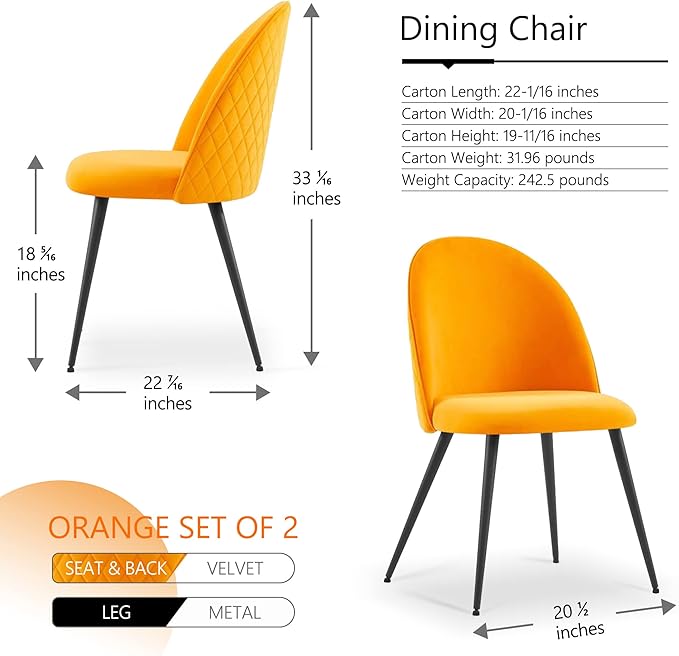 NicBex Haerin-SD-00329-LWJ Dining Chairs, 21.3"x20.5"x33.1", Orange - LeafyLoom