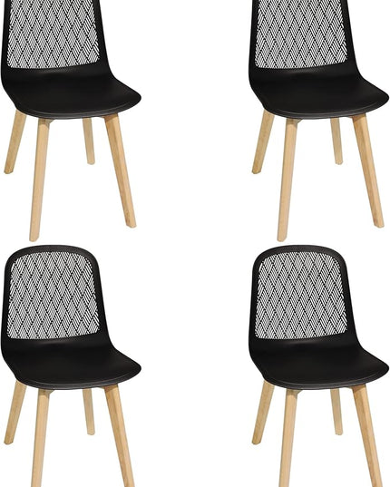 Armless Modern Chairs with Wood Legs for Living, Bedroom, Kitchen,Dining,Lounge Waiting Room, Restaurants, Cafes, Set of 4… - LeafyLoom