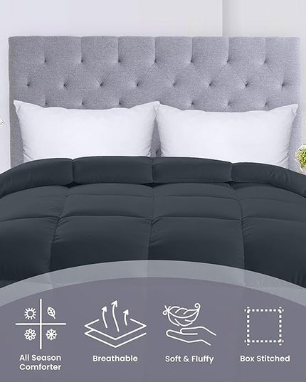Utopia Bedding All Season 250 GSM Comforter - Plush Siliconized Fiberfill - Box Stitched (Twin/Twin XL, Gray) - LeafyLoom